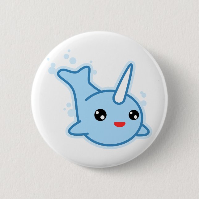Narwhal Kawaii 6 Cm Round Badge (Front)