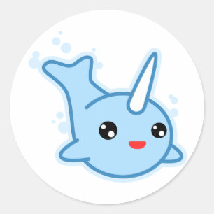 Narwhal Kawaii Classic Round Sticker