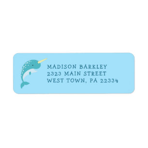 Narwhal Kid's Cute Return Address Label