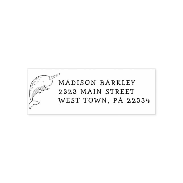 Narwhal Kid's Cute Whale Return Address Stamp (Design)