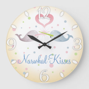 Narwhal Kisses Custom Large Clock