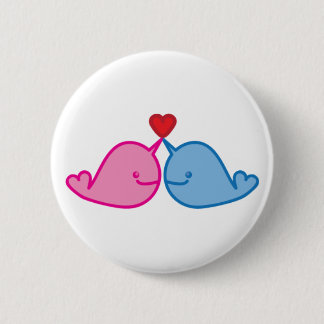 narwhal love 6 cm round badge