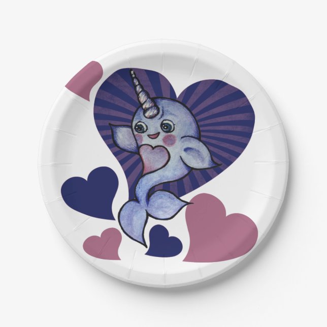 Narwhal love paper plate (Front)
