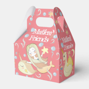 Narwhal Mermaid Unicorn Dragon Fantasy Pink Party Favour Box