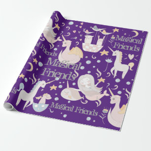 Narwhal Mermaid Unicorn Dragon Pastel Personalised Wrapping Paper