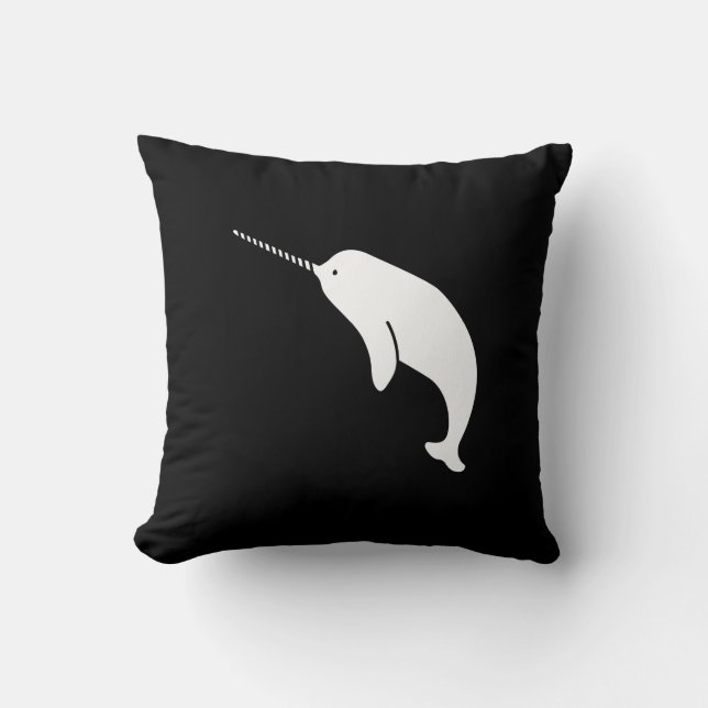 Narwhal Pictogram Throw Pillow (Front)