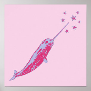 Narwhal pink wall art poster print