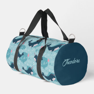 Narwhal Playtime Personalised Duffle Bag