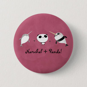 Narwhal plus Panda! 6 Cm Round Badge