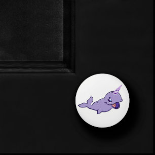 Narwhal Purple   Lavender Magical Sea Unicorn Room Ceramic Knob