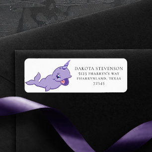 Narwhal Purple Lilac Magical Sea Unicorn Address Return Address Label