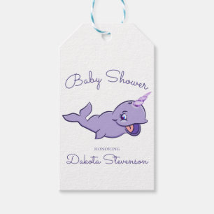 Narwhal Purple   Lilac Magical Sea Unicorn Shower Gift Tags