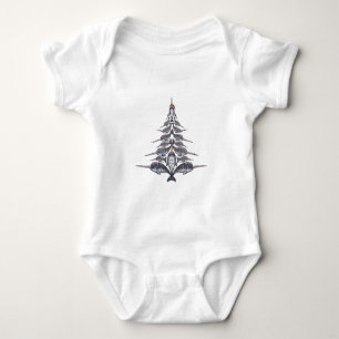 Narwhal Santa Hat Christmas Lights Xmas Sea Baby Bodysuit