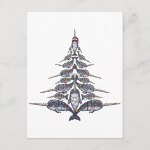 Narwhal Santa Hat Christmas Lights Xmas Sea Holiday Postcard