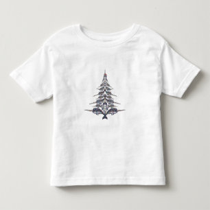 Narwhal Santa Hat Christmas Lights Xmas Sea Toddler T-Shirt