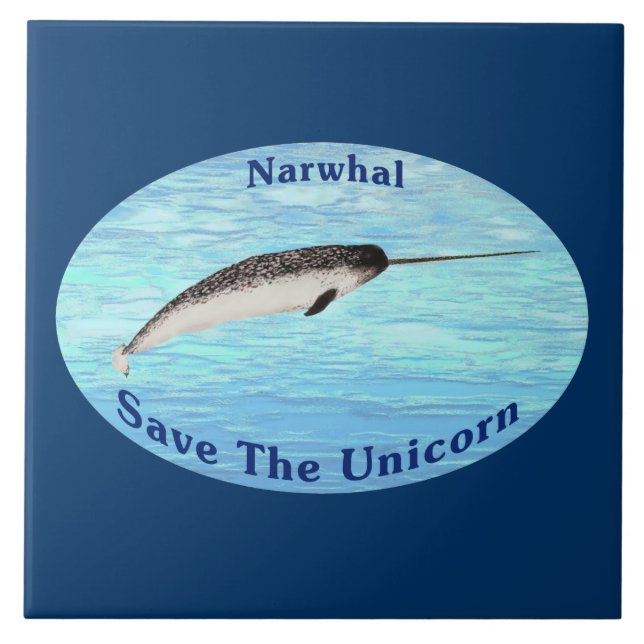 Narwhal - Save The Unicorn Ceramic Tile (Front)