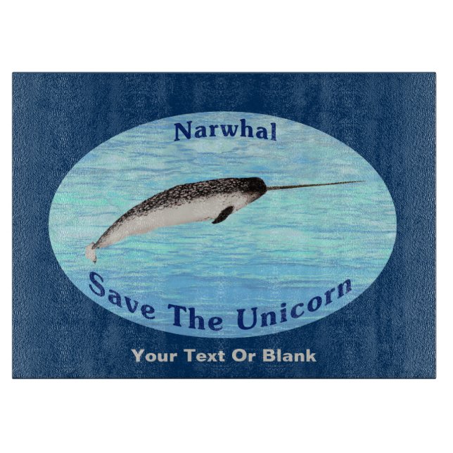 Narwhal - Save The Unicorn Cutting Board (Front)