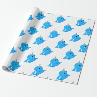 Narwhal snowball fight! wrapping paper