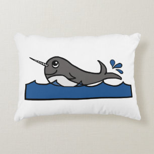 Narwhal Splash  Decorative Cushion