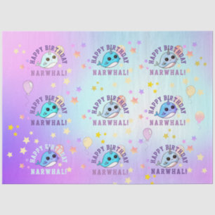 Narwhal Star Party Purple Blue Ombre Personalised  Tissue Paper