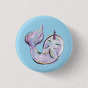 Narwhal The Unicorn Whale 3 Cm Round Badge