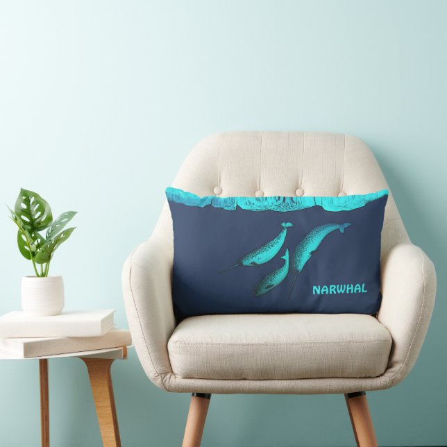 Narwhal Under The Ice Lumbar Cushion (Chair)