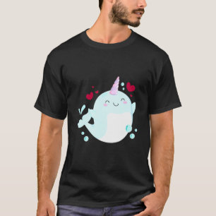 Narwhal Unicorn Love Heart Narwhale Sea Animals Fi T-Shirt