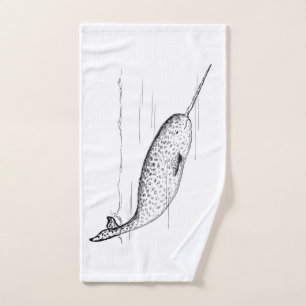 Narwhal Whale Hand Towel