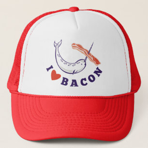 narwhal whale i love bacon trucker hat