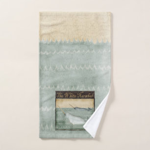 Narwhal Whale unicorn ocean sea maritime nautical Hand Towel