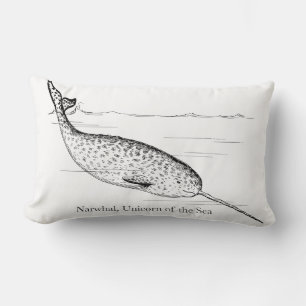 Narwhal Whale Unicorn of the Sea Lumbar Cushion