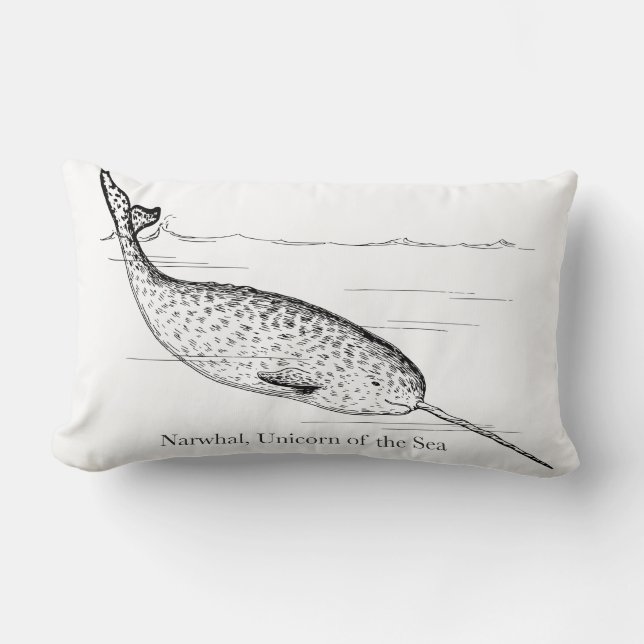 Narwhal Whale Unicorn of the Sea Lumbar Cushion (Front)