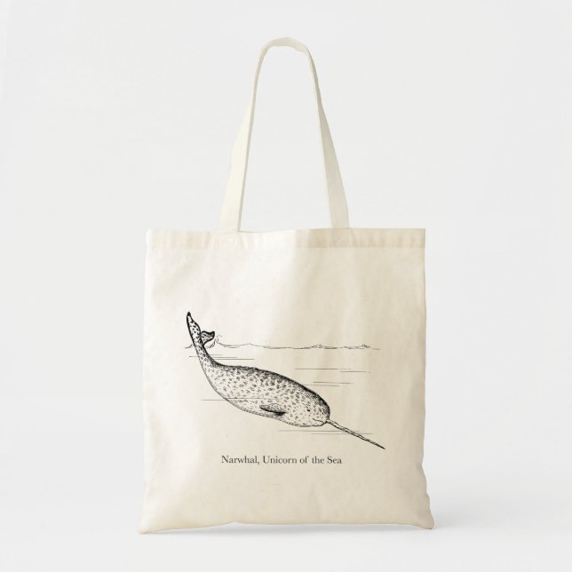 Narwhal Whale Unicorn of the Sea Tote Bag (Front)