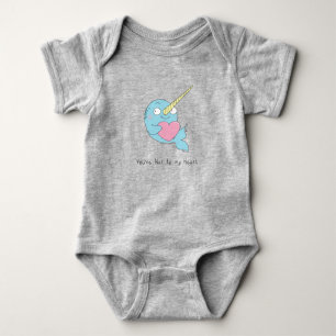 Narwhal with Heart Baby Bodysuit Blue