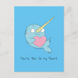 Narwhal with Heart Love Postcard