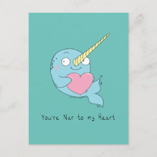 Narwhal with Heart Love Postcard