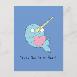 Narwhal with Heart Love Postcard