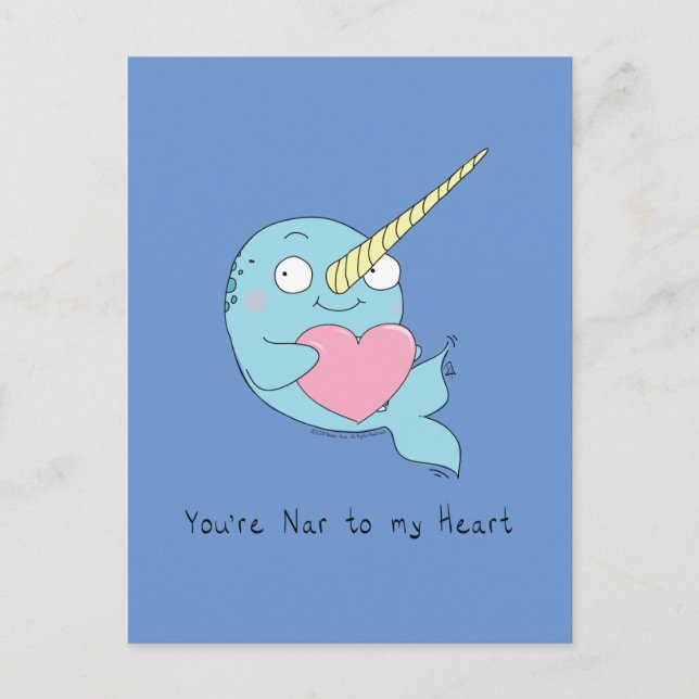 Narwhal with Heart Love Postcard (Front)