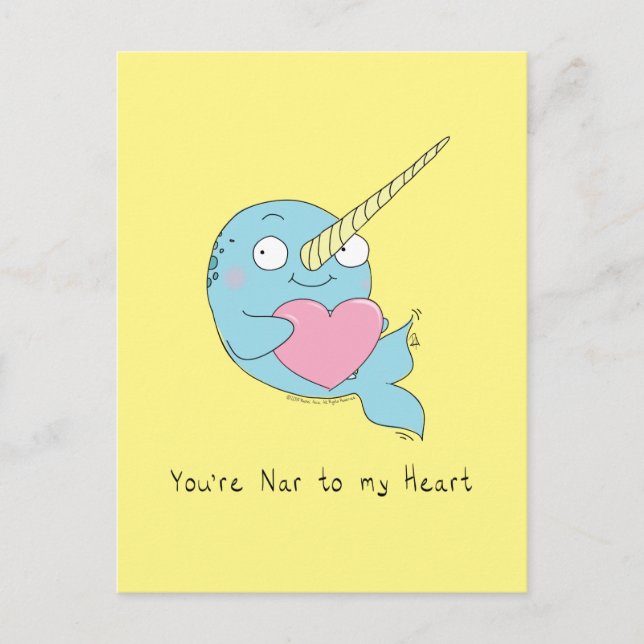 Narwhal with Heart Love Postcard (Front)