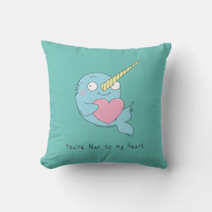 Narwhal with Heart Valentine’s Day Pillow