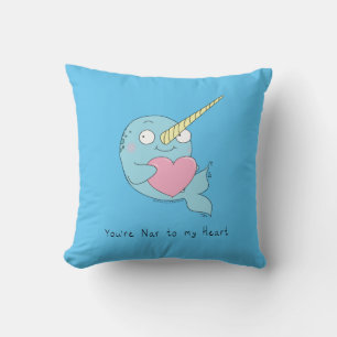Narwhal with Heart Valentine’s Day Pillow