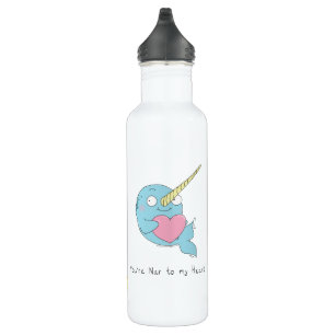 Narwhal with Heart Valentine’s Day Water Bottle