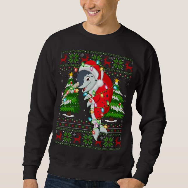 Narwhal Xmas Tree Matching Santa Narwhal Ugly Chri Sweatshirt (Front)