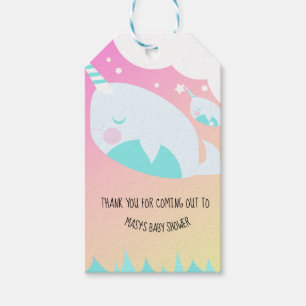 Narwhale Ombre Baby Shower Ombré Gift Tags
