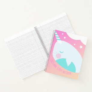 Narwhale Ombre Pastel Rainbow Sky Notebook