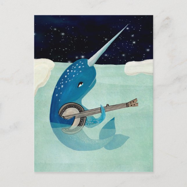Narwhal's Aquarelle - Narwhal Plays Banjo Card (Front)