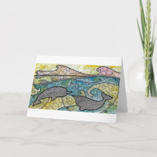 Narwhals Illustrated Greeting Card, Blank Card