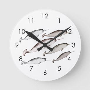 Narwhals - Narwhal Pattern Whale Lover Gift Round Clock