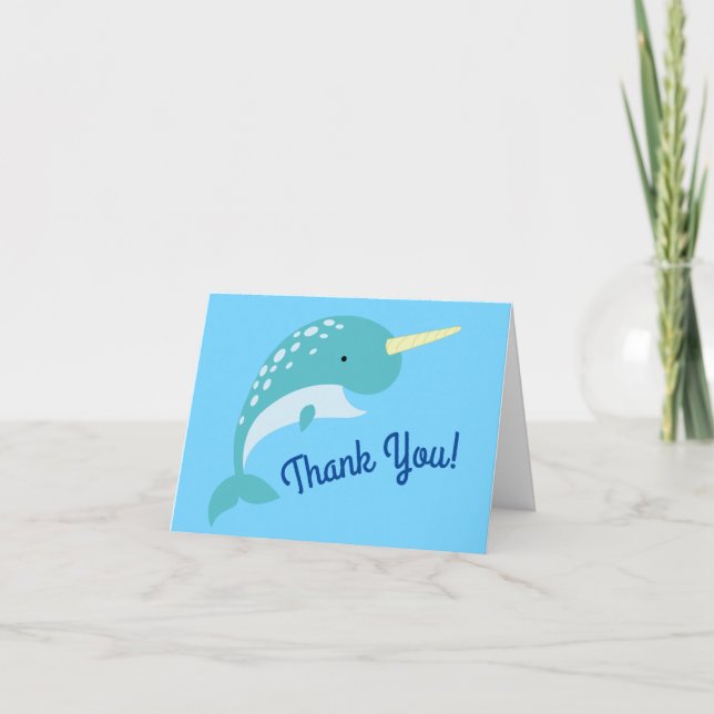 Narwhals Ocean Cute 1st Birthday Party Theme Card (Front)