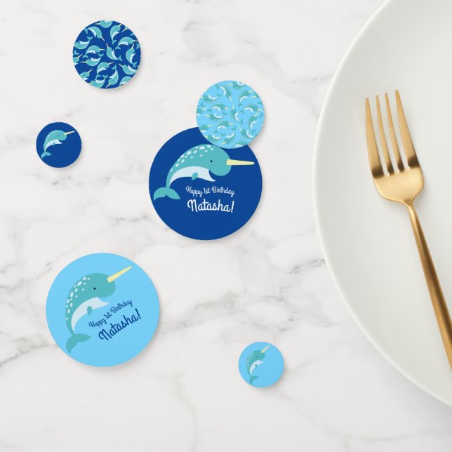 Narwhals Ocean Cute 1st Birthday Party Theme Confetti (Group)